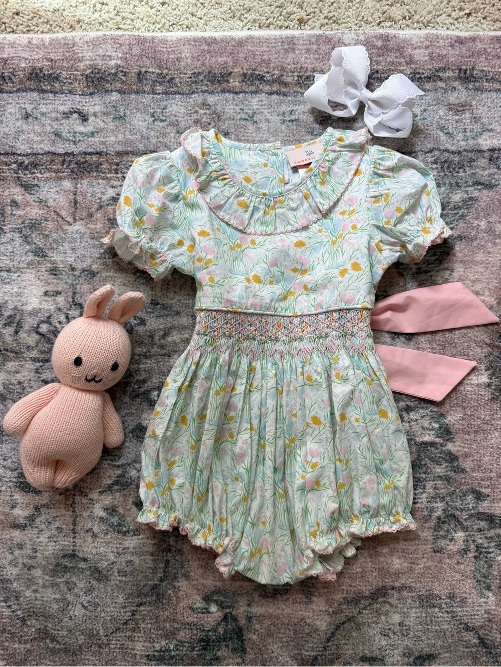 Smockingbird Floral Bouquet Smocked Jenny Bubble
